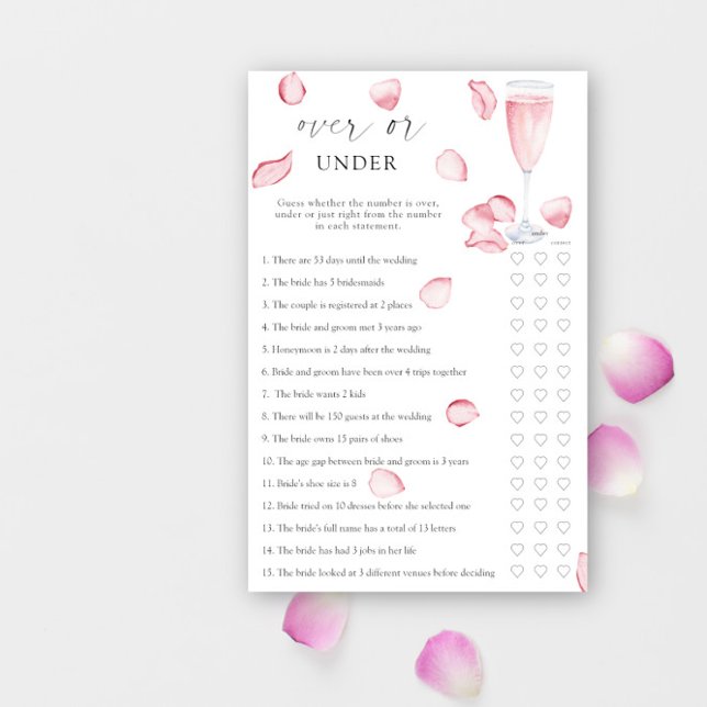 Papier Rose Prosecco - Jeu de la mariée : plus ou moins (Créateur téléchargé)