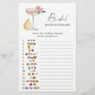 Papier Rose Prosecco nuptiale douche émoticônes jeu
