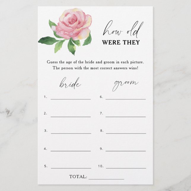 Papier Rose - Quel âge avaient-ils jeu de mariage (Devant)