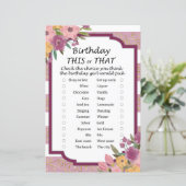 Papier Rose rayé Anniversaire ce ou ce jeu (Debout devant)