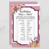 Papier Rose rayé Anniversaire ce ou ce jeu (Devant / Derrière)