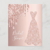 Papier Rose robe or robe nuptiale invitation douche (Devant)