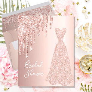 Papier Rose robe or robe nuptiale invitation douche