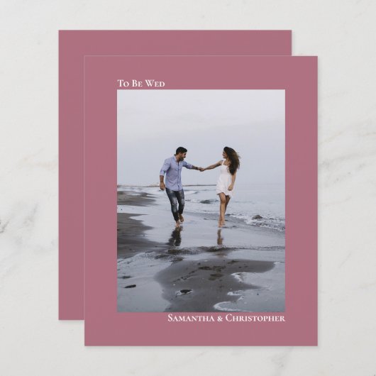 Papier Rose simple Dusty BUDGET Mariage Photo Invitation (Devant / Derrière)