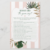 Papier Rose tropicale Qu'est-ce que le marié a dit douche (Devant)