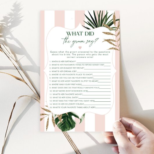 Papier Rose tropicale Qu'est-ce que le marié a dit douche