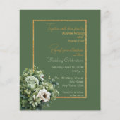 Papier Rose vert Bouquet blanc Faire-part de mariage BUDG (Devant)