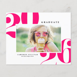 Papier Rose vif 2025 Typographie Gras Photo Remise de dip