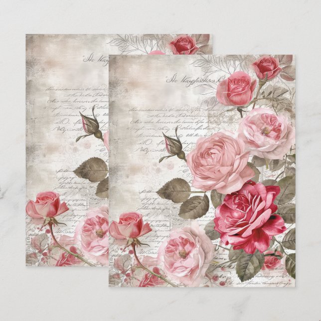 Papier Rose vintage Paris (Devant / Derrière)