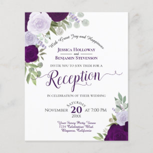 Papier Rose Violet Budget Mariage Réception invitation