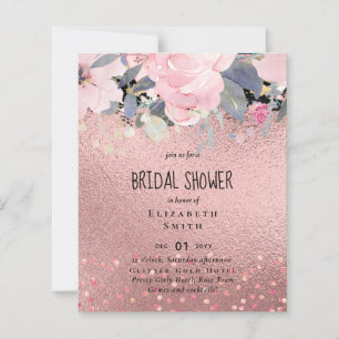 Papier RoseGold Parties scintillant métallique Floral Foi