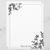 Papier Roses aquarelles noires et blanches minimalistes m (Devant / Derrière)