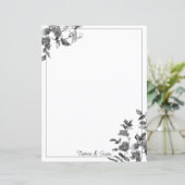 Papier Roses aquarelles noires et blanches minimalistes m (Debout devant)