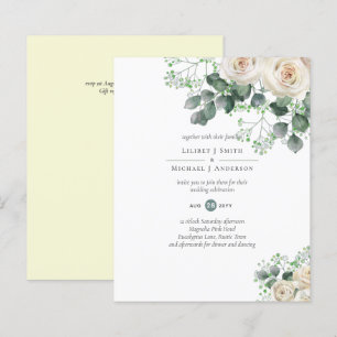 Papier Roses blanches Sage Eucalyptus Citron MARIAGE jaun