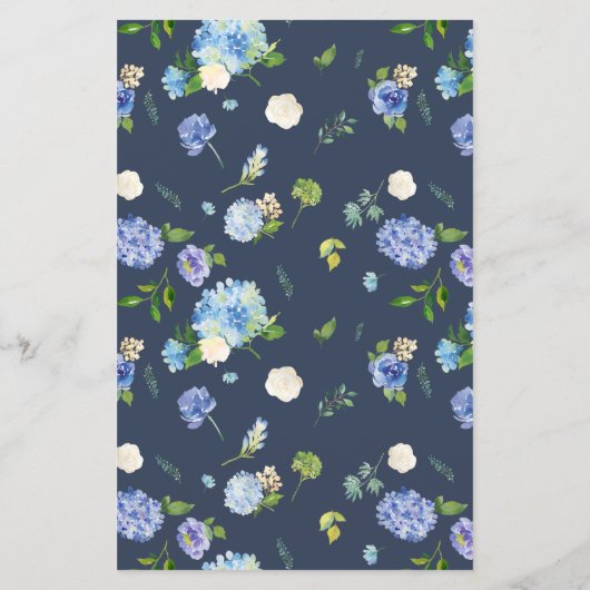 Papier Roses bleus et Hydrangea Baby Brunch Invitation (Dos)