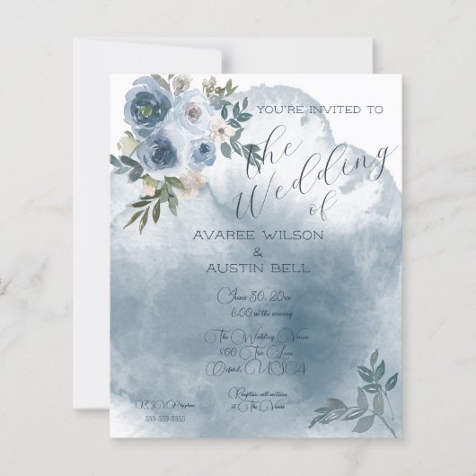 Papier Roses d'aquarelle bleu (Devant)