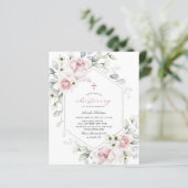 Papier Roses de Christening | Invitation Floral Watercolo (Debout devant)