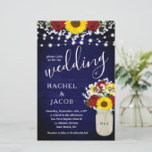 Papier Roses de tournesols rustiques Mason Jar Mariage bl (Debout devant)