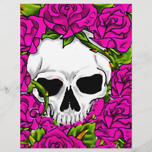 Papier Roses Et Crâne Roses Roses (Devant)