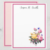 Papier Roses Jaunes Rose Florale Classique Papillon Viole (Devant / Derrière)