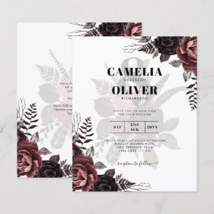 Papier Roses noirs de Bourgogne foncée Mariage automne hi