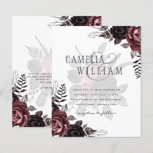 Papier Roses noirs de Bourgogne foncée Mariage automne hi