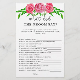 Papier Roses Qu'est-ce que le marié a dit jeu de mariage