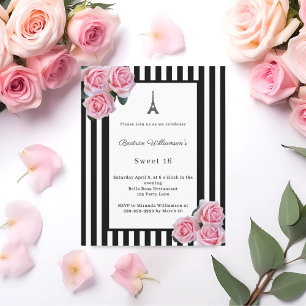 Papier Roses roses noires bandes blanches Paris Sweet 16