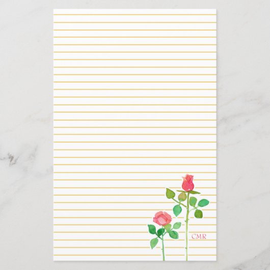 Papier Roses roses roses Monogrammes Lettre écriture Stat (Devant)