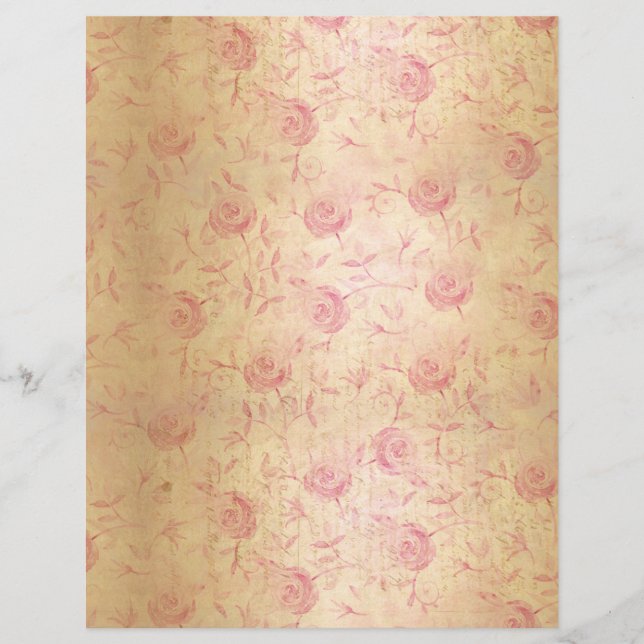 Papier Roses roses roses roses moelleuses Damask Or Shimm (Devant)