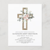 Papier Roses Roses Roses Roses Roses Croix Baptême Floral (Devant)