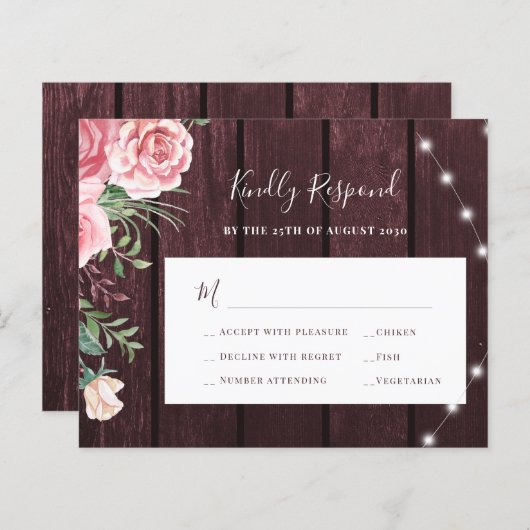 Papier Roses roses roses rousses rustiques mariage en boi (Devant / Derrière)