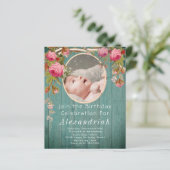 Papier Roses roses Rustiques Turquoise Bleu Grange Bois A (Debout devant)