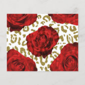 Papier Roses Rouges Guépard Léopard Or Blanc Enregistrer (Dos)