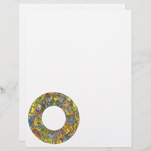 Papier Roue vintage céleste, Zodiaque astrologique (Devant / Derrière)