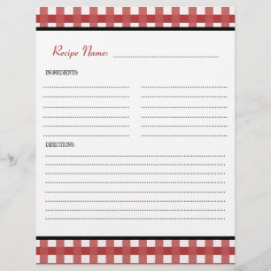 Papier Rouge En vichy moderne Vintage Recette Classeur In