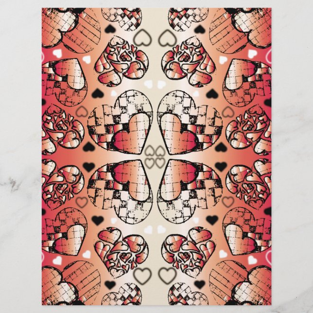 Papier Rouge et blanc Whimsical Romantic Hearts motif (Devant)