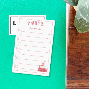 Papier rouge et notes Post-It de liste de lecture 