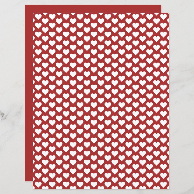 Papier rouge Motif à rebut Coeurs mignons (Devant / Derrière)