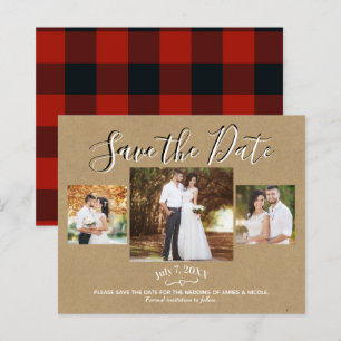 Papier Rouge Rustique Kraft Buffalo à Carreaux Photo Cart