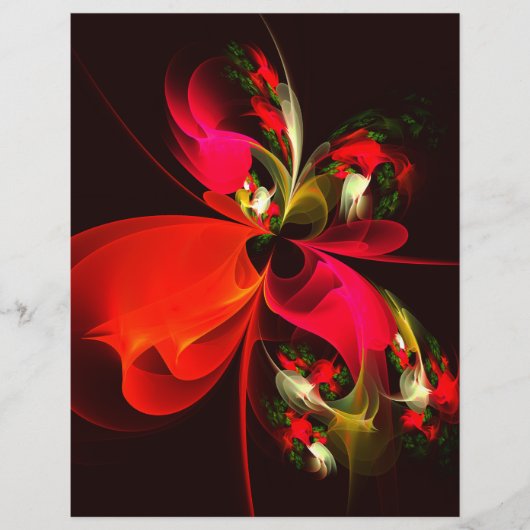 Papier Rouge Vert Floral Moderne Art Abstrait Motif #02 (Devant)