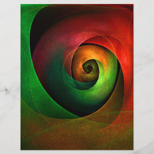 Papier Rouge Vert Floral Moderne Art Abstrait Motif #21