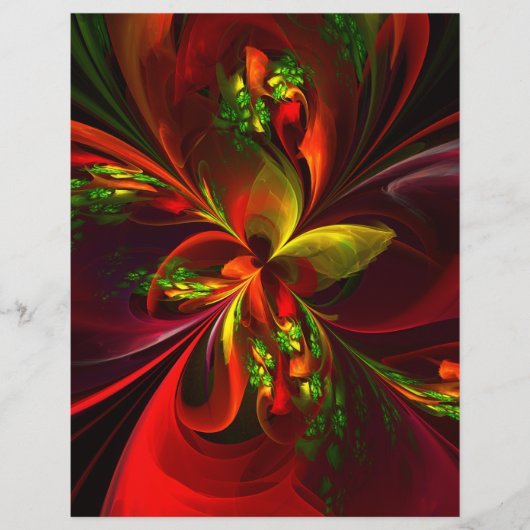 Papier Rouge vert moderne Floral Abstrait Art Motif #05 (Devant)