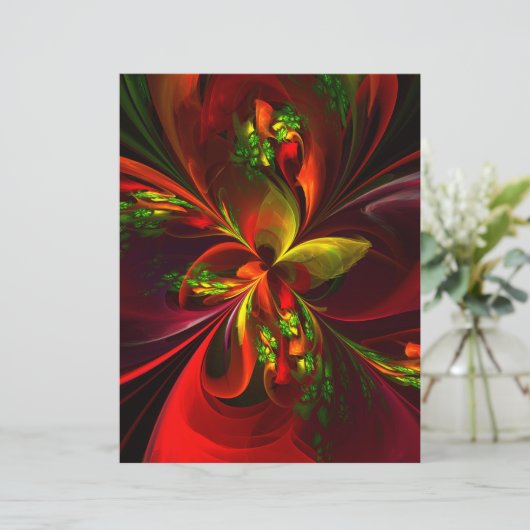 Papier Rouge vert moderne Floral Abstrait Art Motif #05 (Debout devant)