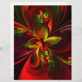 Papier Rouge vert moderne Floral Abstrait Art Motif #05 (Devant / Derrière)