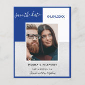 Papier Royal bleu argent photo mariage Enregistrer la dat (Devant)