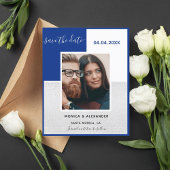 Papier Royal bleu argent photo mariage Enregistrer la dat