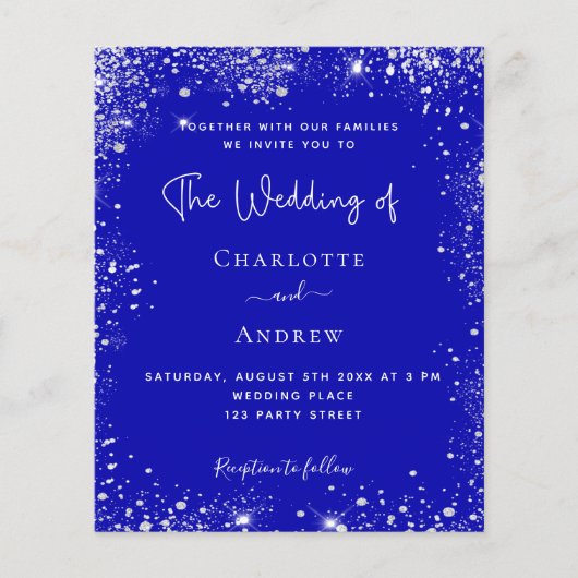 Papier Royal bleu QR RSVP faire-part de mariage (Devant)