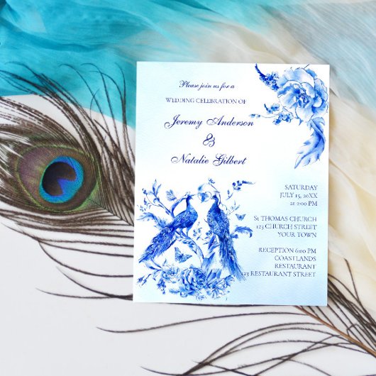Papier Royal bleu victorien budget de paon invitation de 
