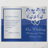 Papier Royal Blue and Silver Floral Wedding Program (Devant)